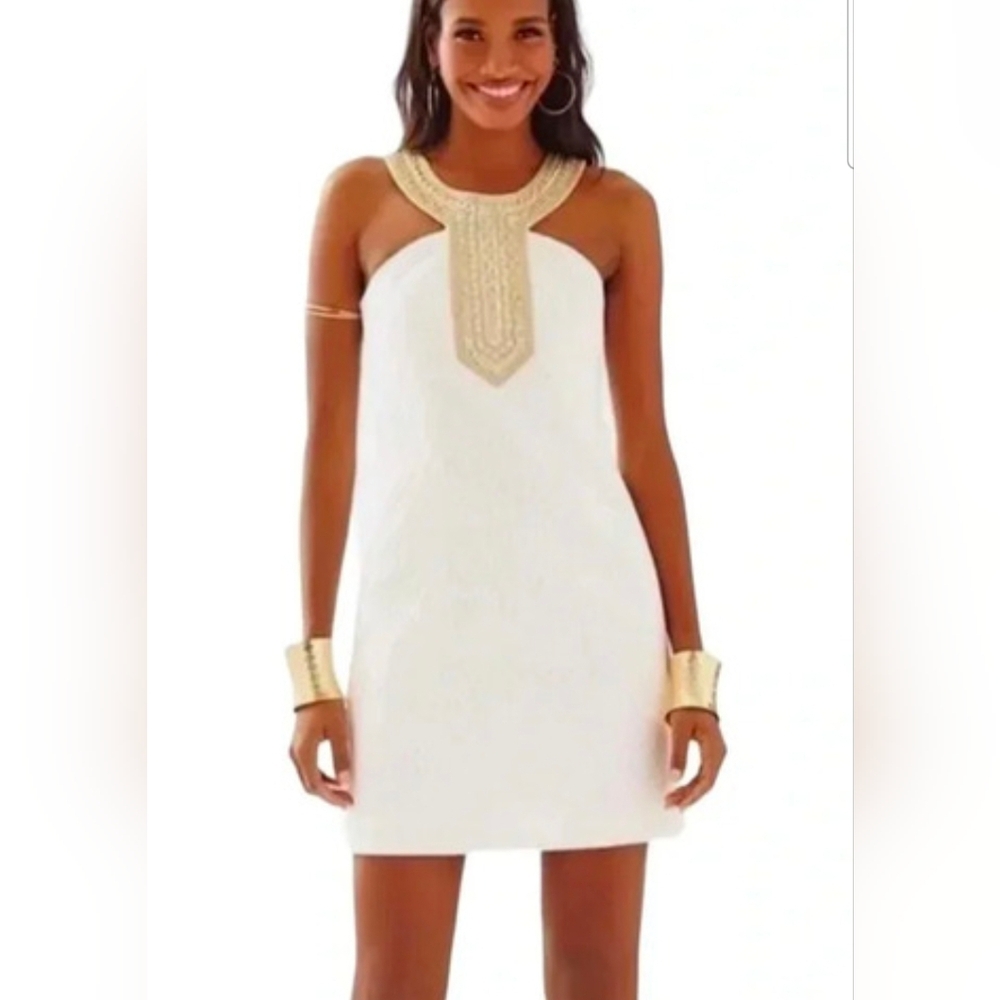 Lilly Pulitzer Adelina Beaded Halter Dress..Stunning Showstopper Of A Dress!